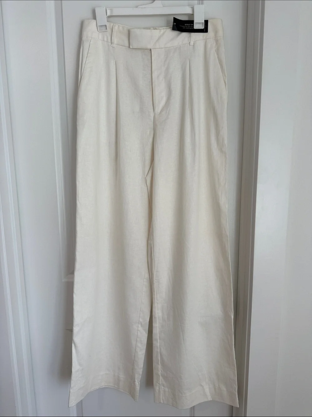 Banana Republic Cream Wide-Leg Linen Blend Pants
